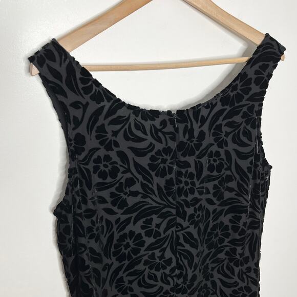Vintage Express 90s Y2K Womens Velvet Burnout Maxi Dress Black Floral Whimsigoth - Picture 7 of 9